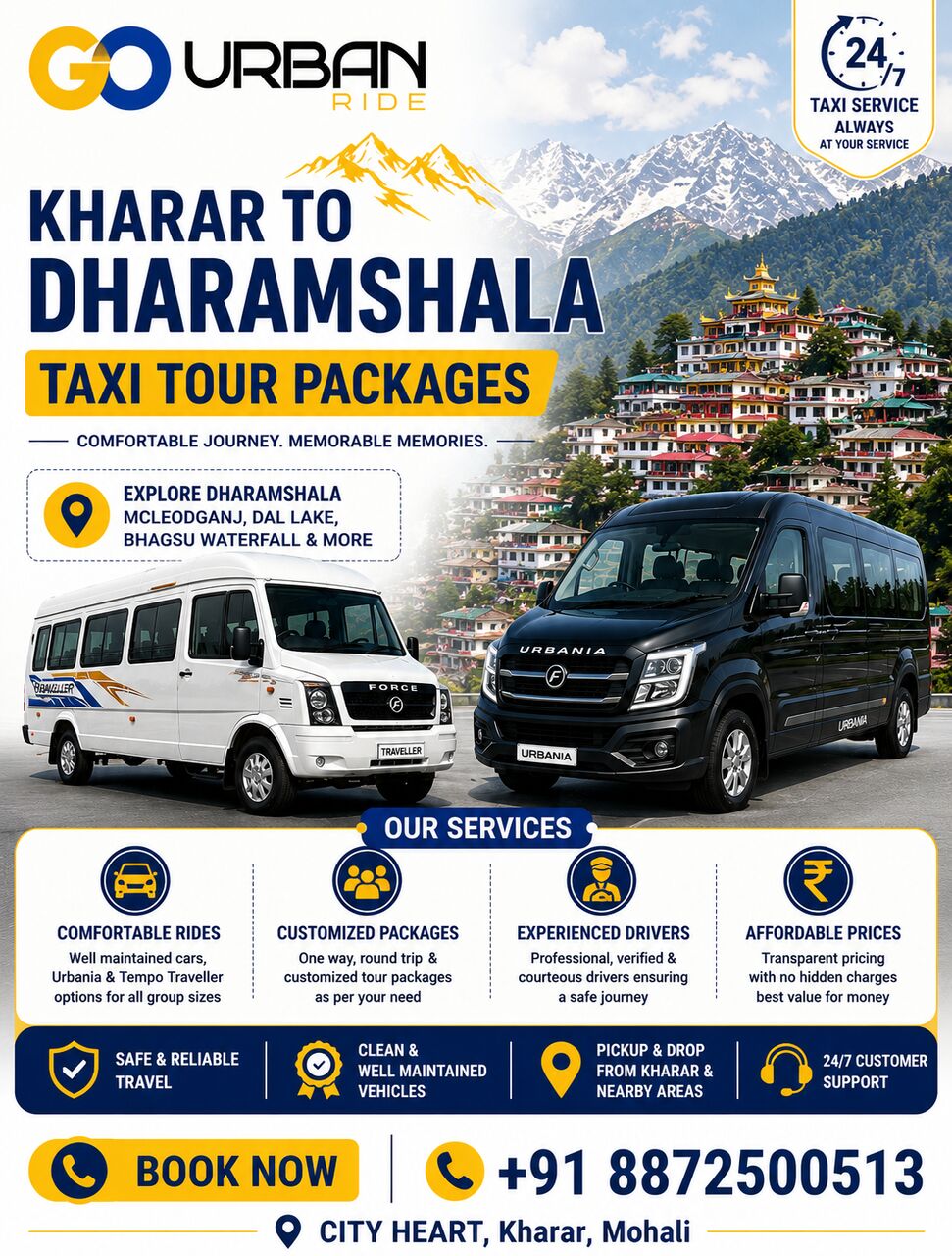 Chandigarh, Travel, Kharar To Dharamshala Taxi Tour Packages At Affordable Prices