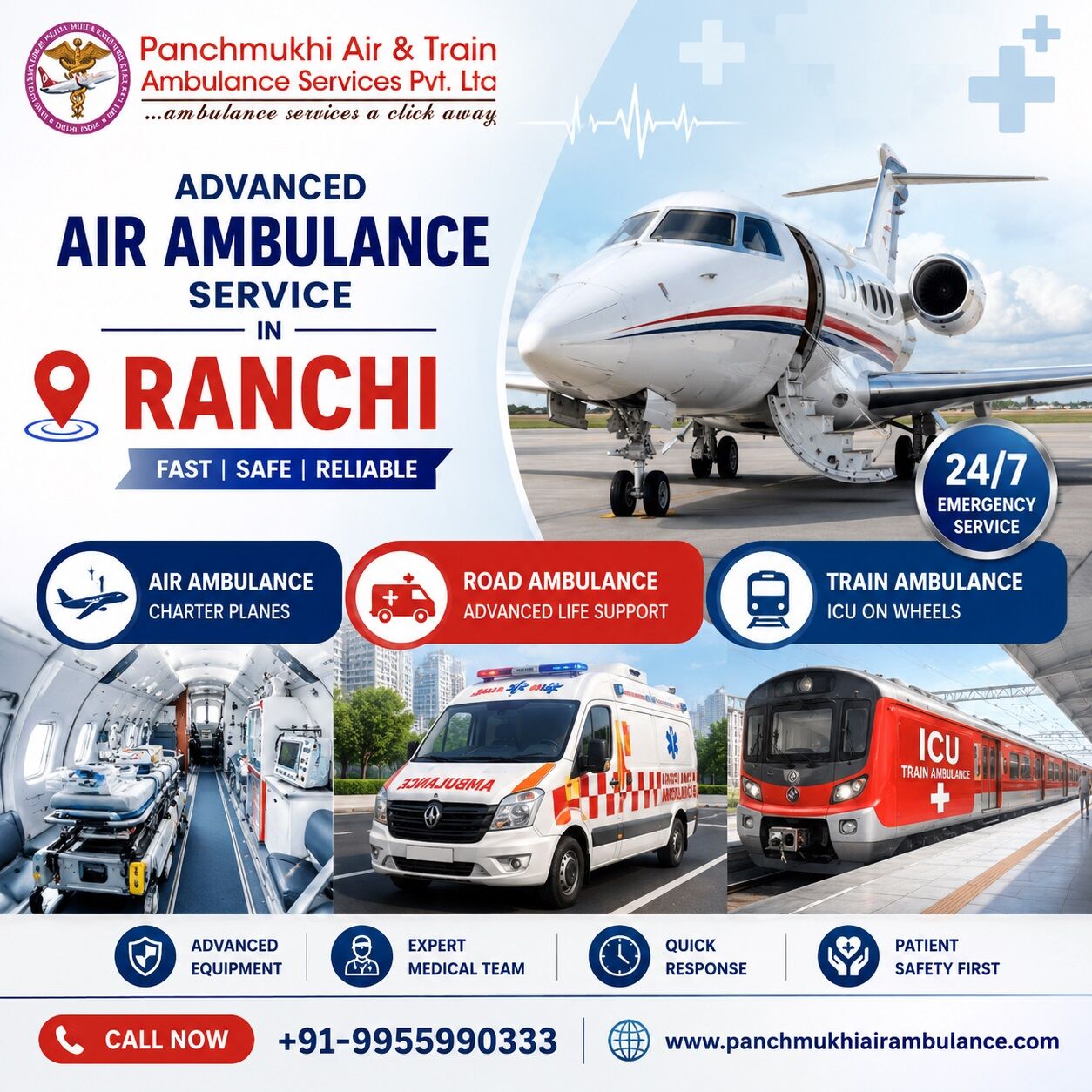 Ranchi, Health, Panchmukhi Air Ambulance In Ranchi Is Committed To Protecting Patients From Danger