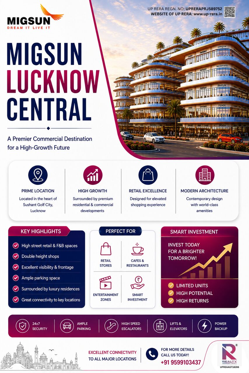 Lucknow, Shops, Migsun Lucknow Central &ndash; Modern Commercial Spaces For Sale