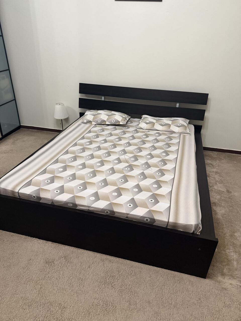 Riyadh, Furniture, SAR 500,  URGENT SALE IKEA King Size Bed + Large Mirrored Wardrobe &ndash; SAR 500 &ndash; Riyadh