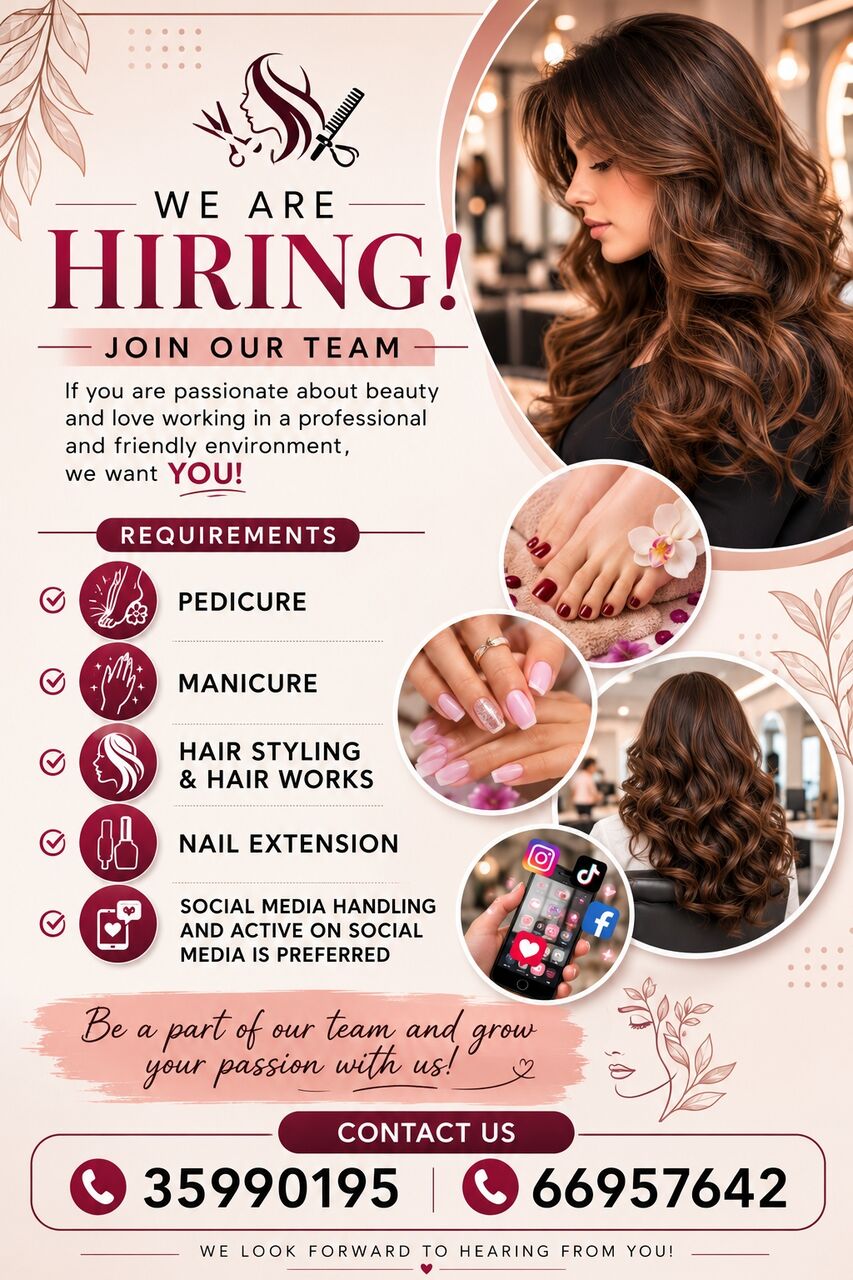 Manama, Jobs, Hiring Ladies Salon Staff