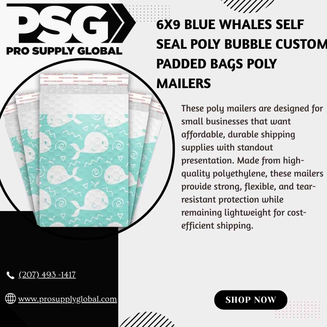 New York, Materials, USD 3,  6x9 Blue Whale Self Seal Bubble Mailers For Secure Shipping