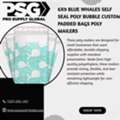 USD 3,  6x9 Blue Whale Self Seal Bubble Mailers For Secure Shipping