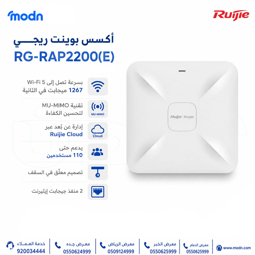 Riyadh, Electronics, SAR 1,  أكسس بوينت ريجي Reyee RG-RAP2200(E)  تغطية لاسلكية مستقرة