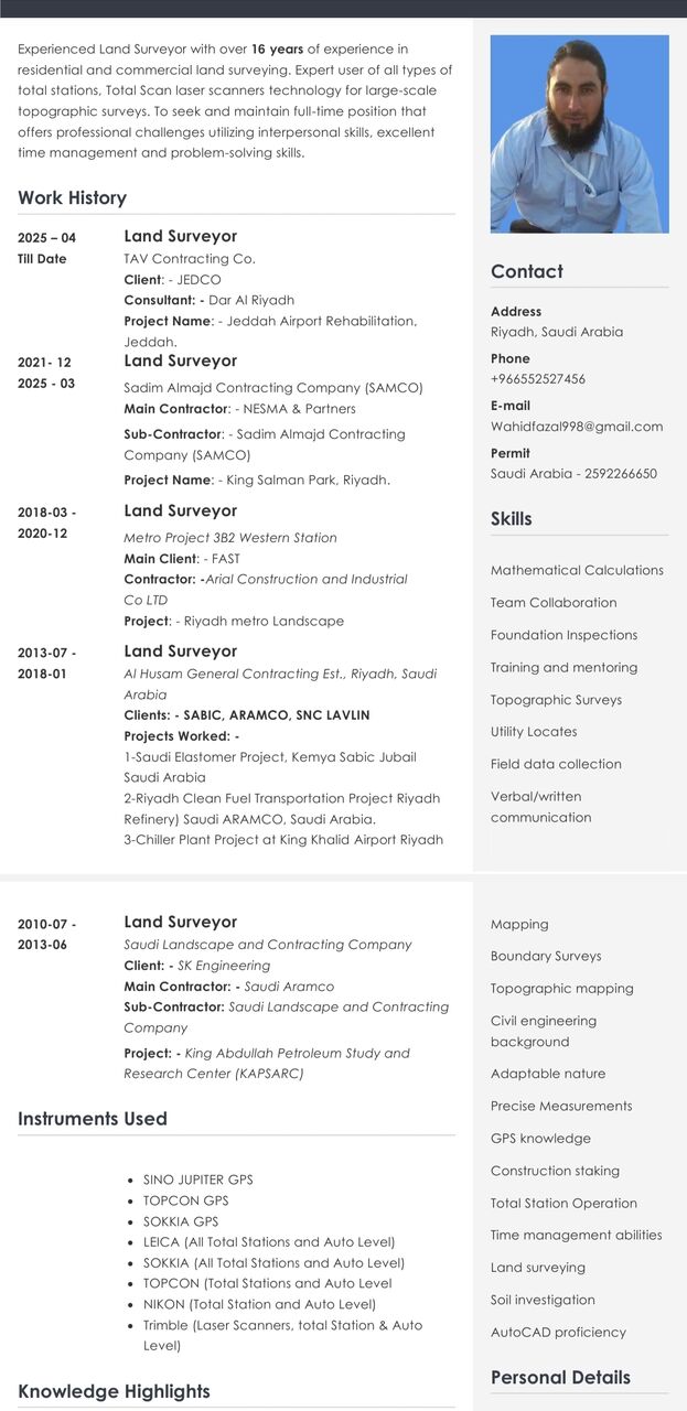 Riyadh, Job Seekers, Looking For Land Surveyor Job