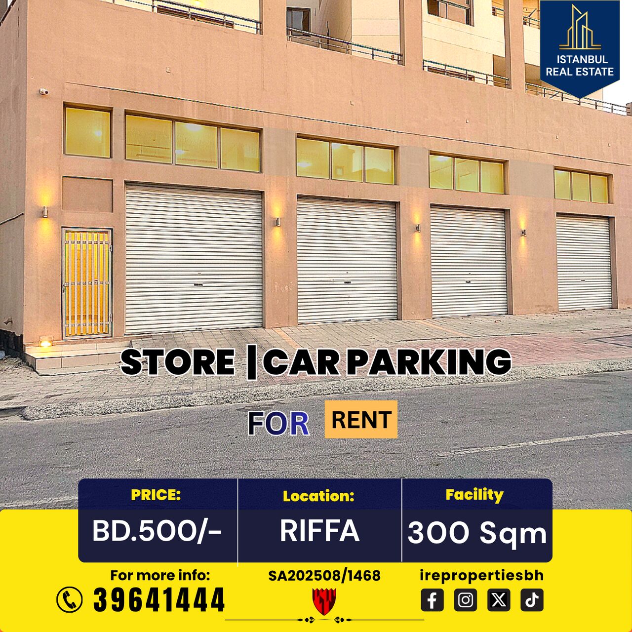 West Riffa, Warehouses, BHD 500,  300 Sq. Meter,  Store | Car Parking For Rent In Riffa- BD 500/-