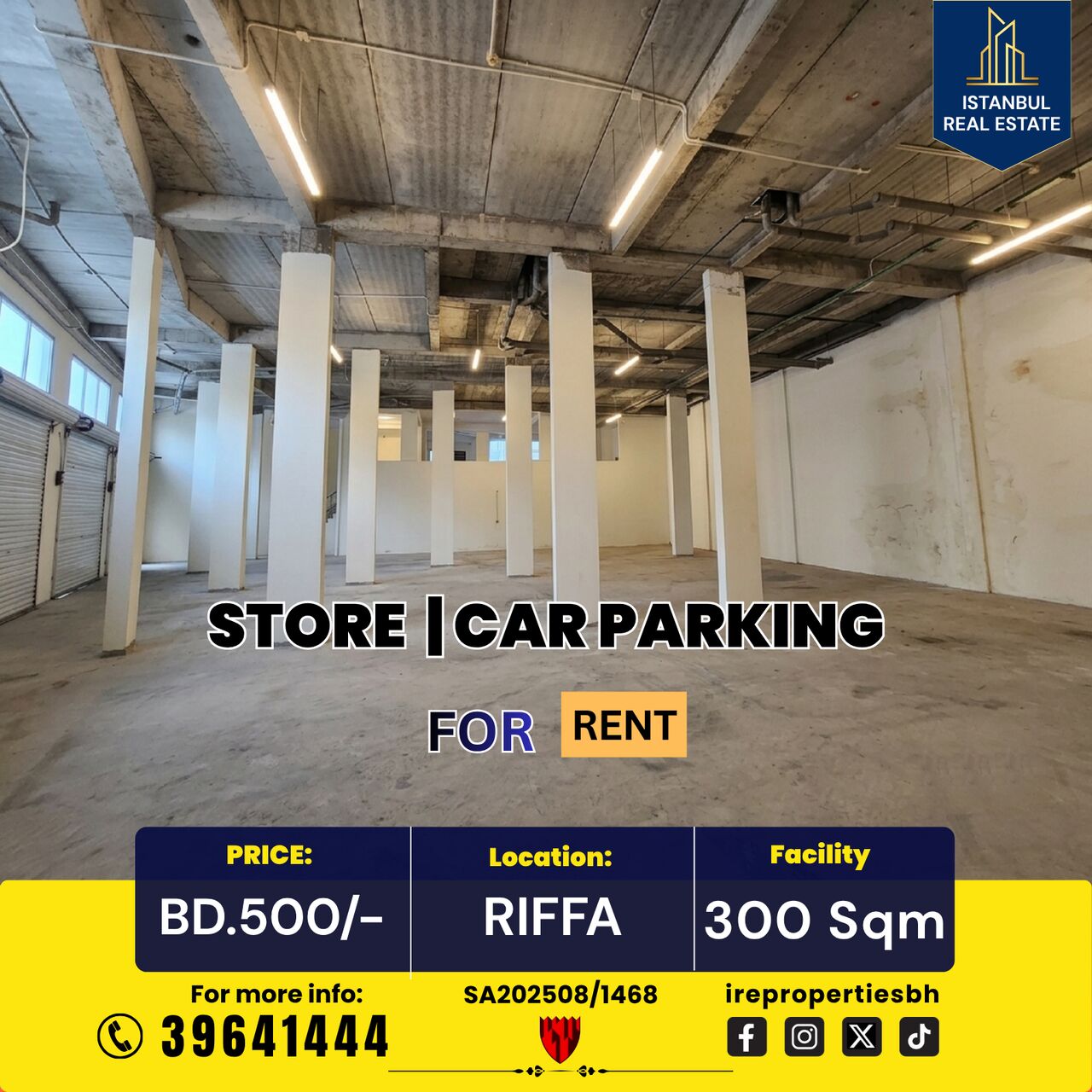 West Riffa, Warehouses, BHD 500,  300 Sq. Meter,  Store | Car Parking For Rent In Riffa- BD 500/-
