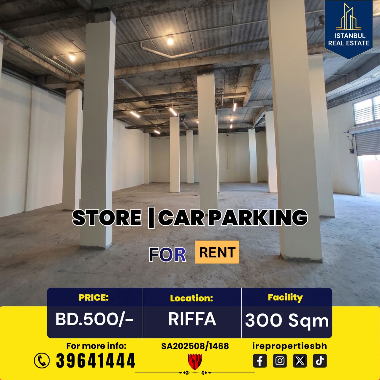 West Riffa, Warehouses, BHD 500,  300 Sq. Meter,  Store | Car Parking For Rent In Riffa- BD 500/-