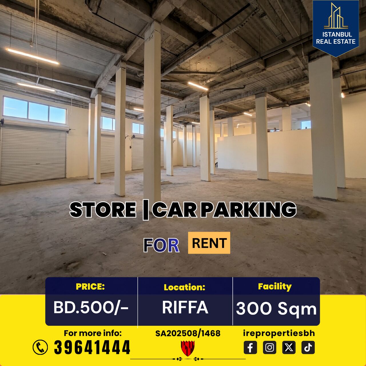 West Riffa, Warehouses, BHD 500,  300 Sq. Meter,  Store | Car Parking For Rent In Riffa- BD 500/-