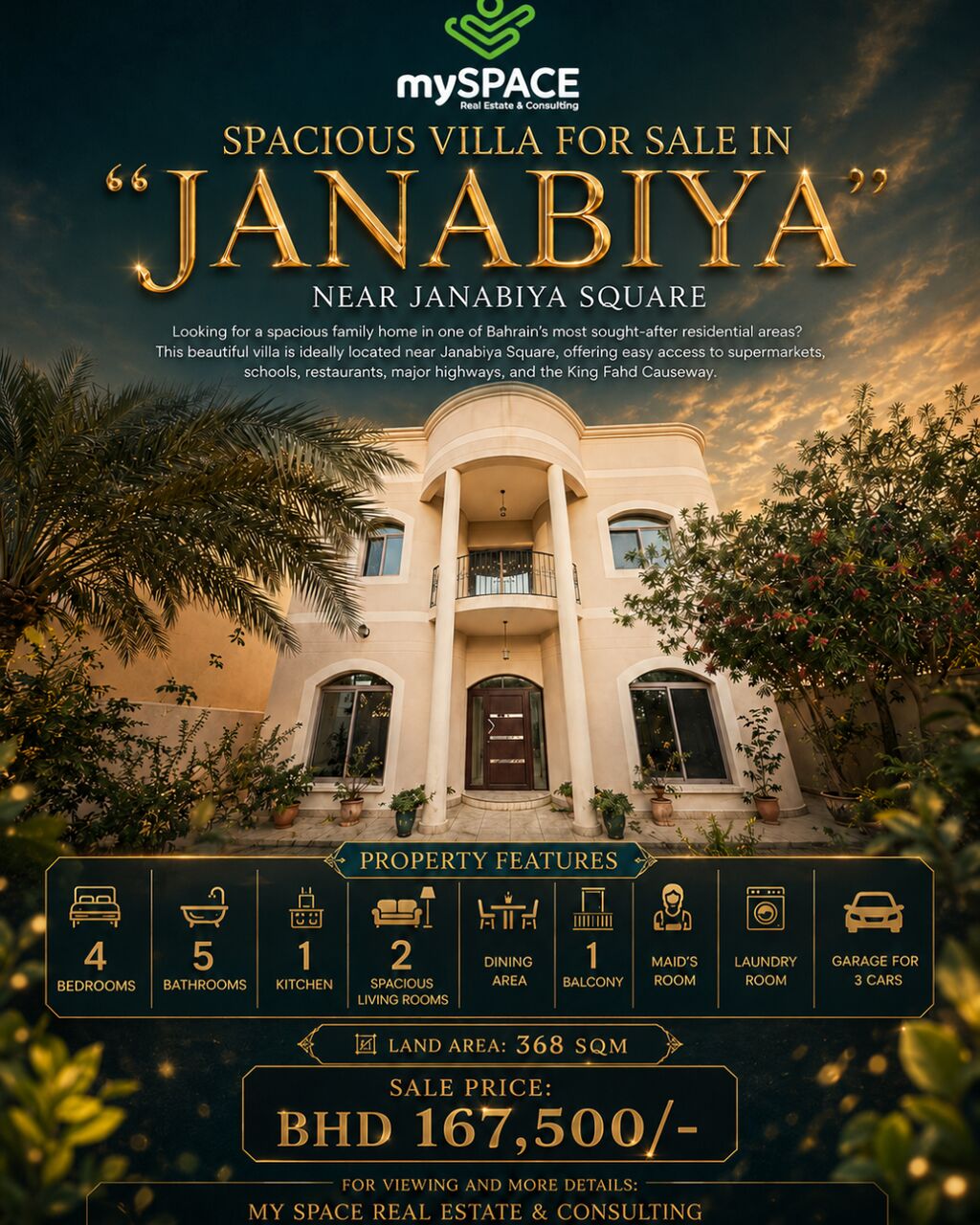 Janabiya, Villas, BHD 167500,  Spacious 4-Bedroom Villa For Sale In Janabiya
