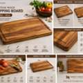 Solid Teak Wood Chopping Board &ndash; Reversible, 40cm