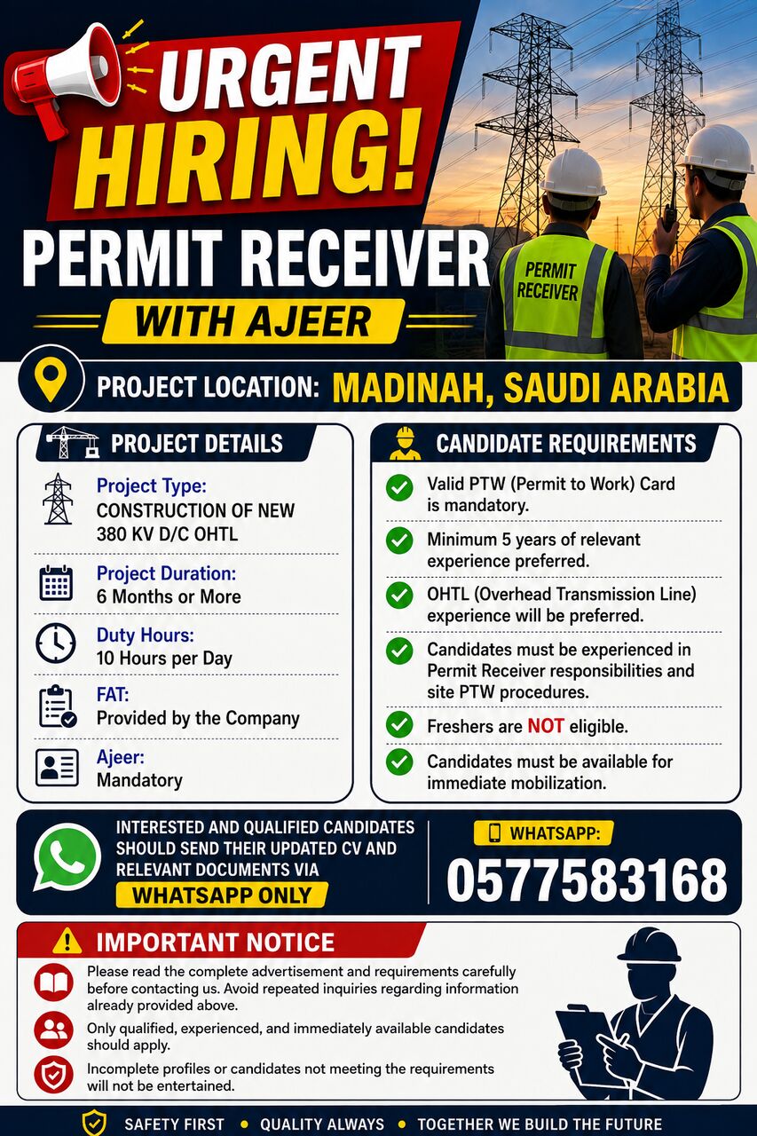 Riyadh, Jobs, Permit Receiver With Ajeer (Non Aramco)