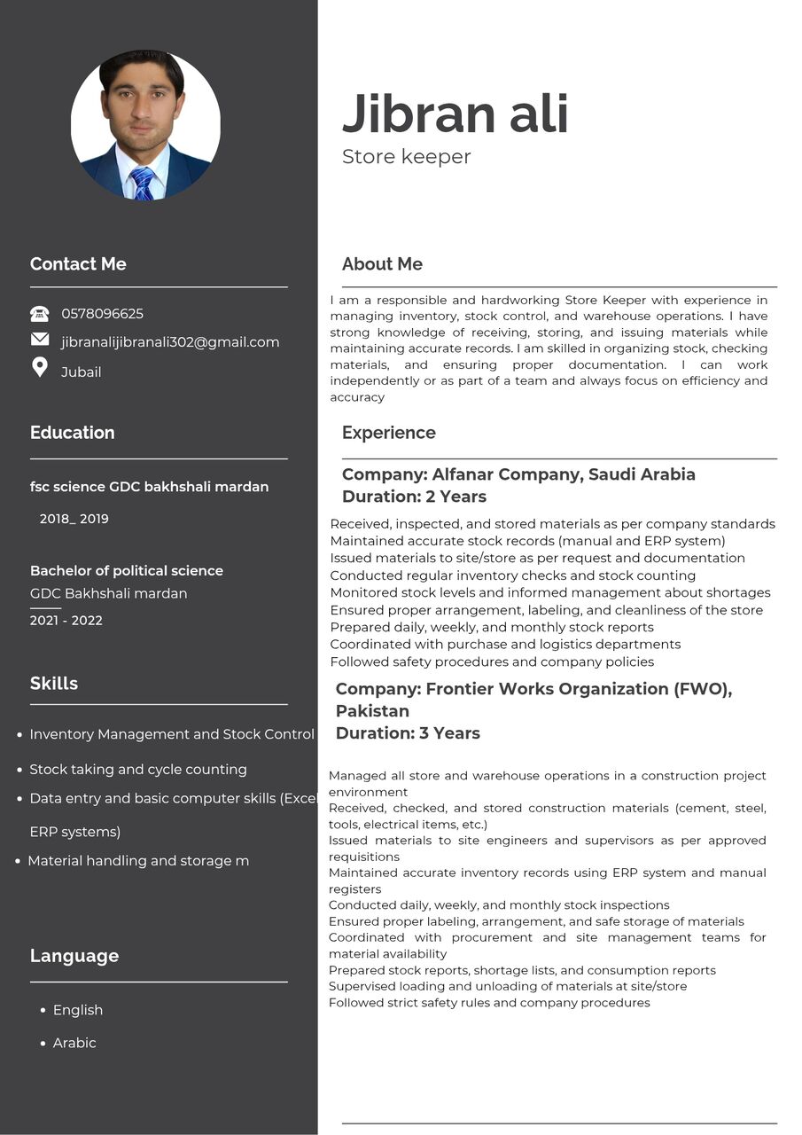 Dammam, Job Seekers, Store Keeper