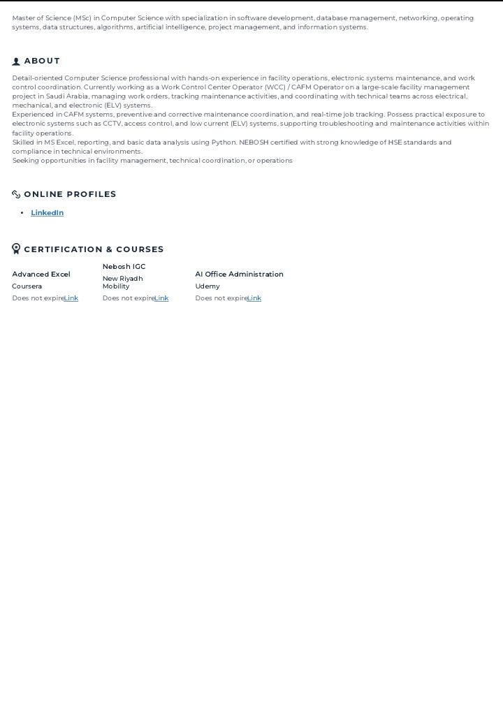 Riyadh, Job Seekers, CAFM / WCC Operator | Asset Management | IBM Maximo