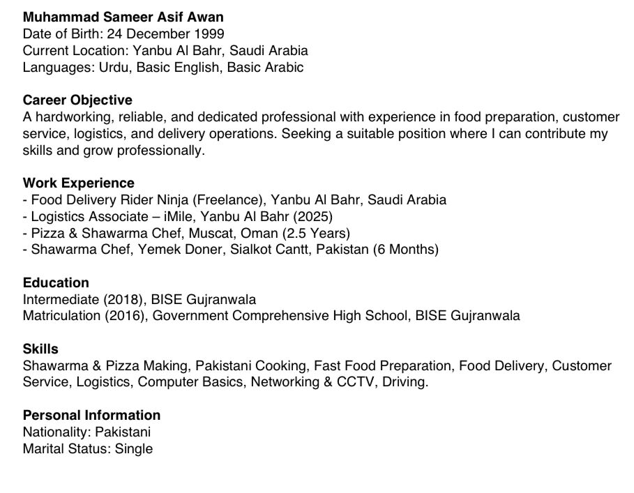 Yanbu, Job Seekers, Driver