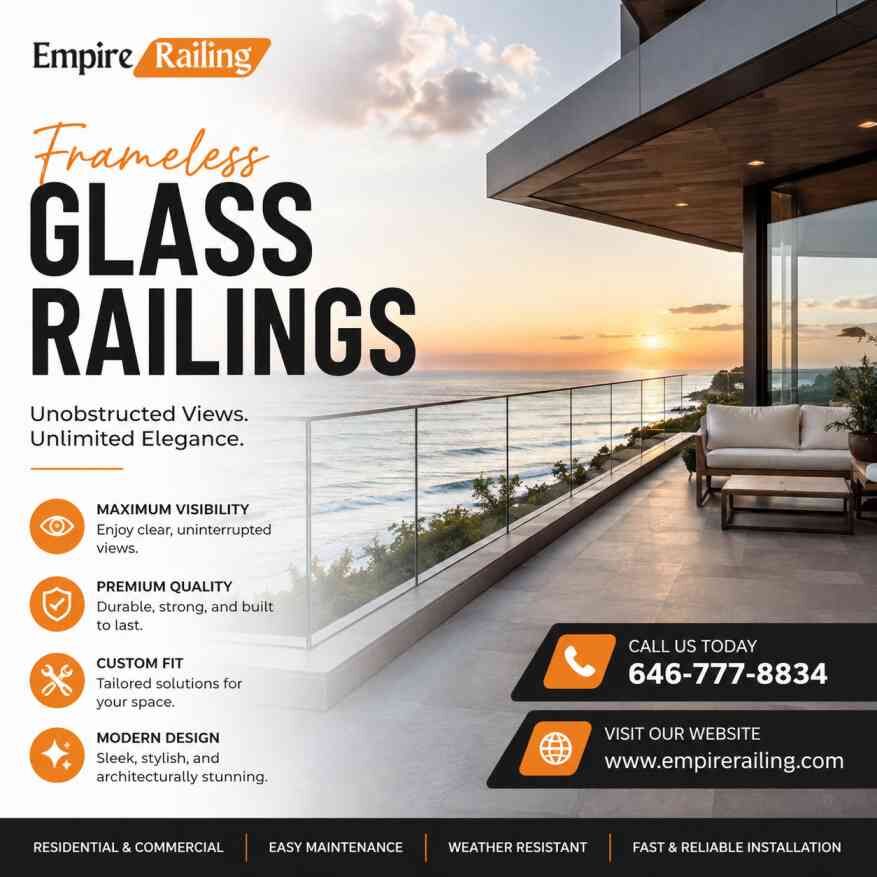 New York, Heavy Equipment, Frameless Glass Railings For Modern Homes & Commercial Spaces