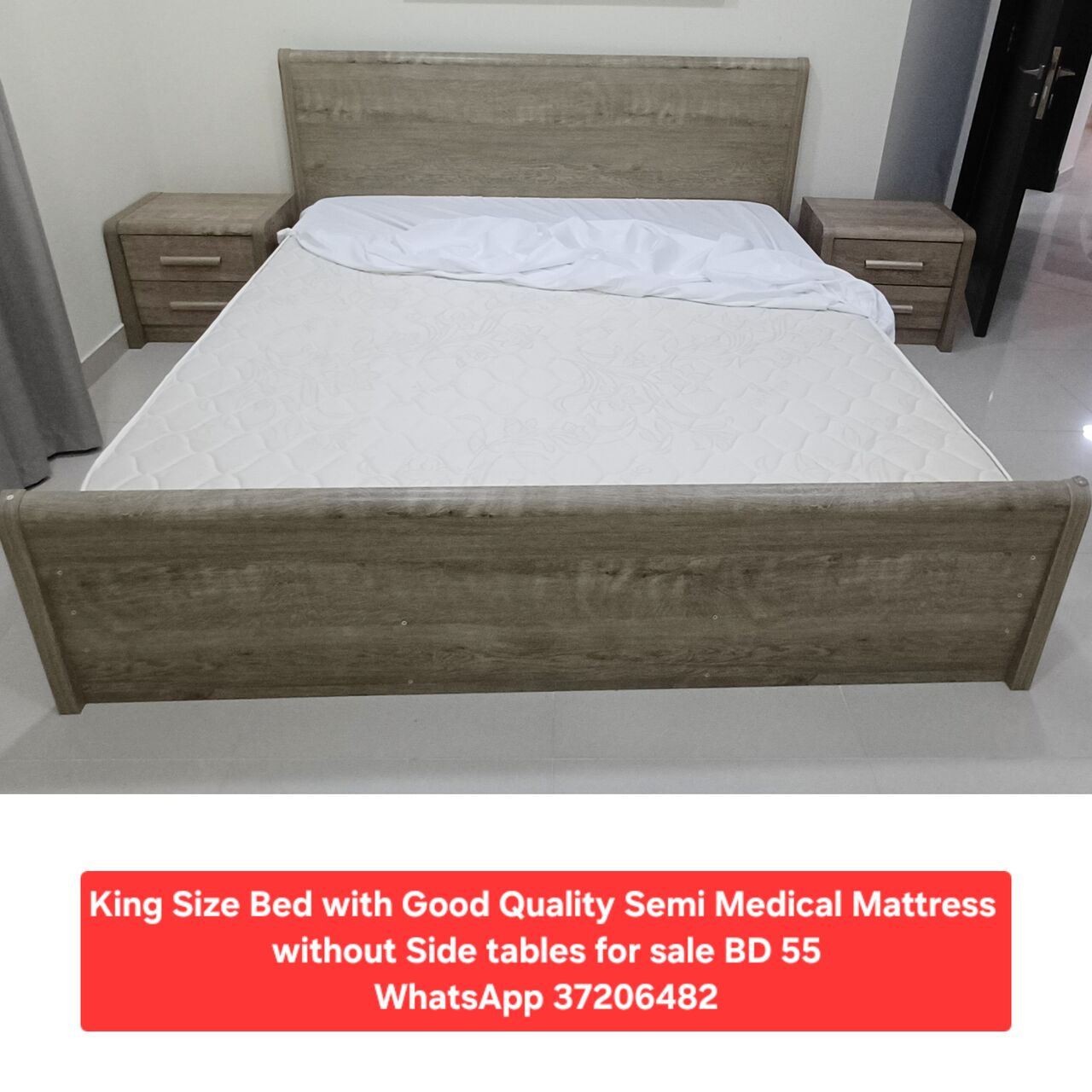 Manama, Furniture, BHD 57,  ✅️ King Size Bed With Good Quality Mattress For Sale In Good Condition With Delivery