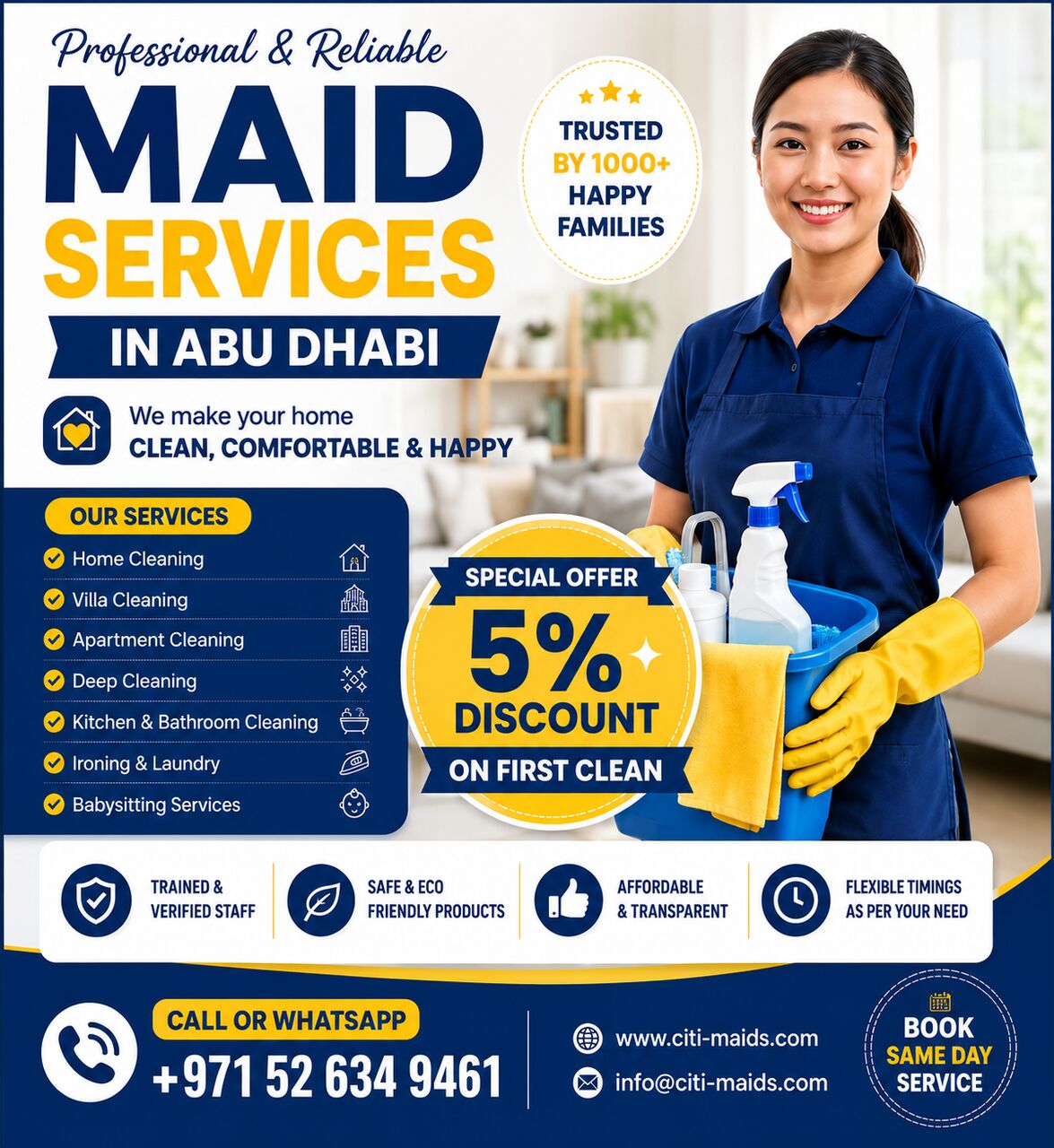 Abu Dhabi, Cleaning, Maid Services Abu Dhabi | Professional, Reliable & Affordable House Maids
