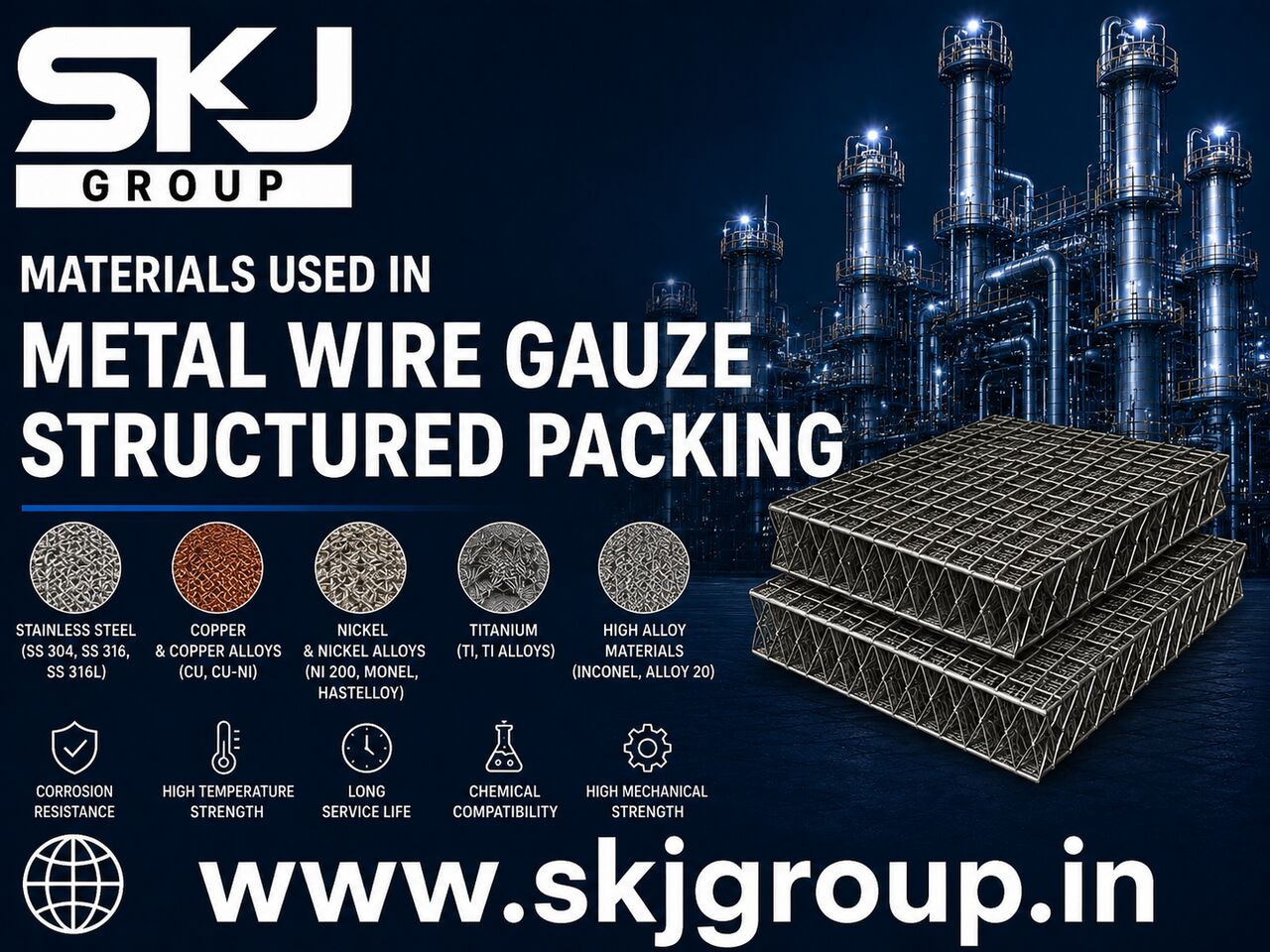 Bhopal, Materials, Materials For Metal Wire Gauze Structured Packing Explained