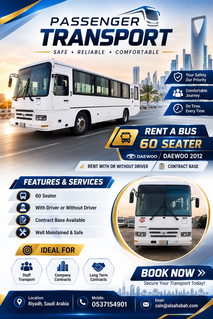 Riyadh, Passenger Transport, 60 Seater Bus For Rent