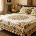 INR 1499,  Embroidered Bedsheets Online | Hand-Embroidered 400 TC Cotton