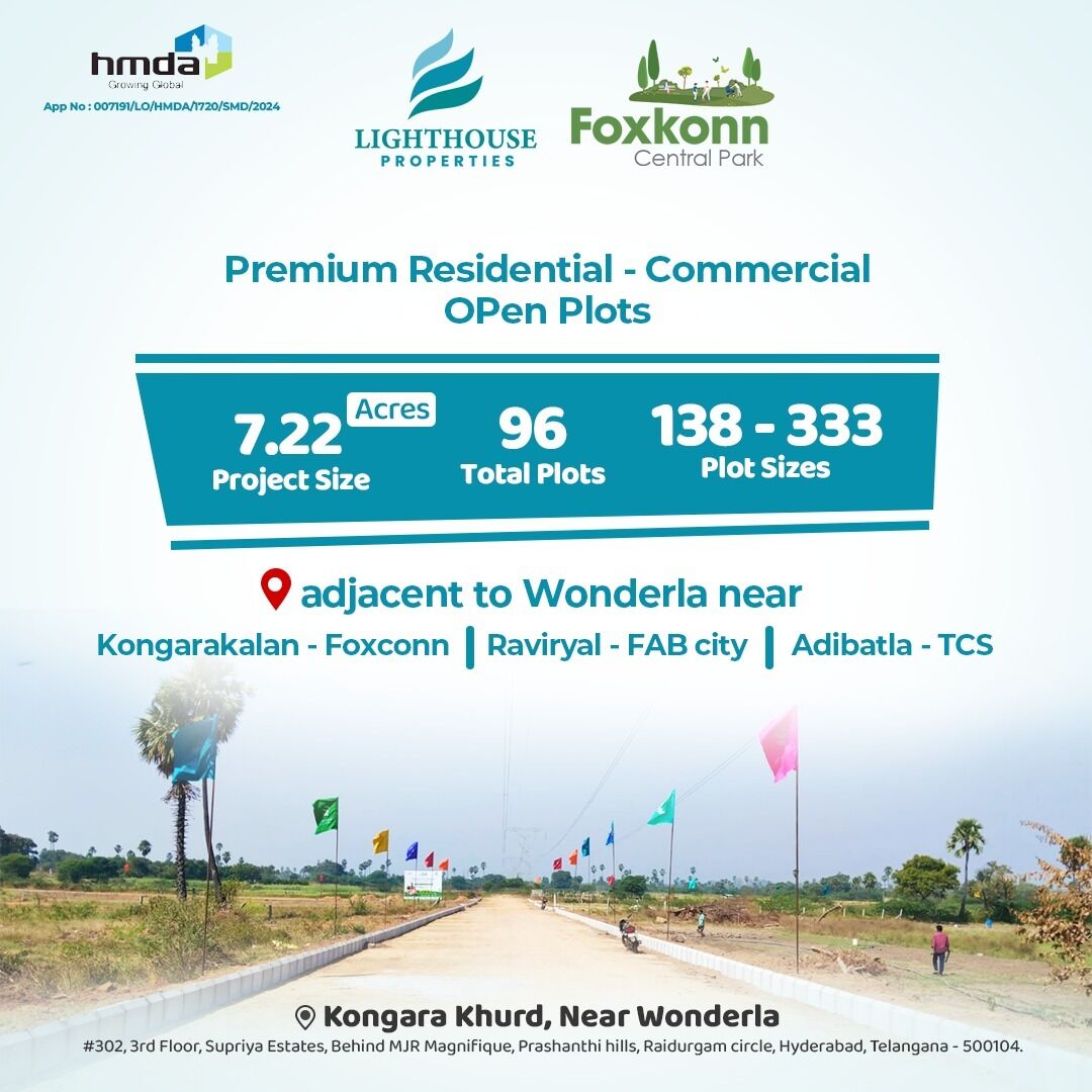 Hyderabad, Residential Plots, INR 35000,  183 Sq. Yard,  HMDA & RERA  APPROVED Open Plots For Sale @ Adibatla