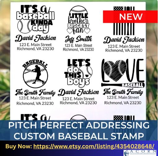 New York, Collectibles, USD 8,  Personalized Sports Stamp &ndash; Custom Baseball Address Stamp