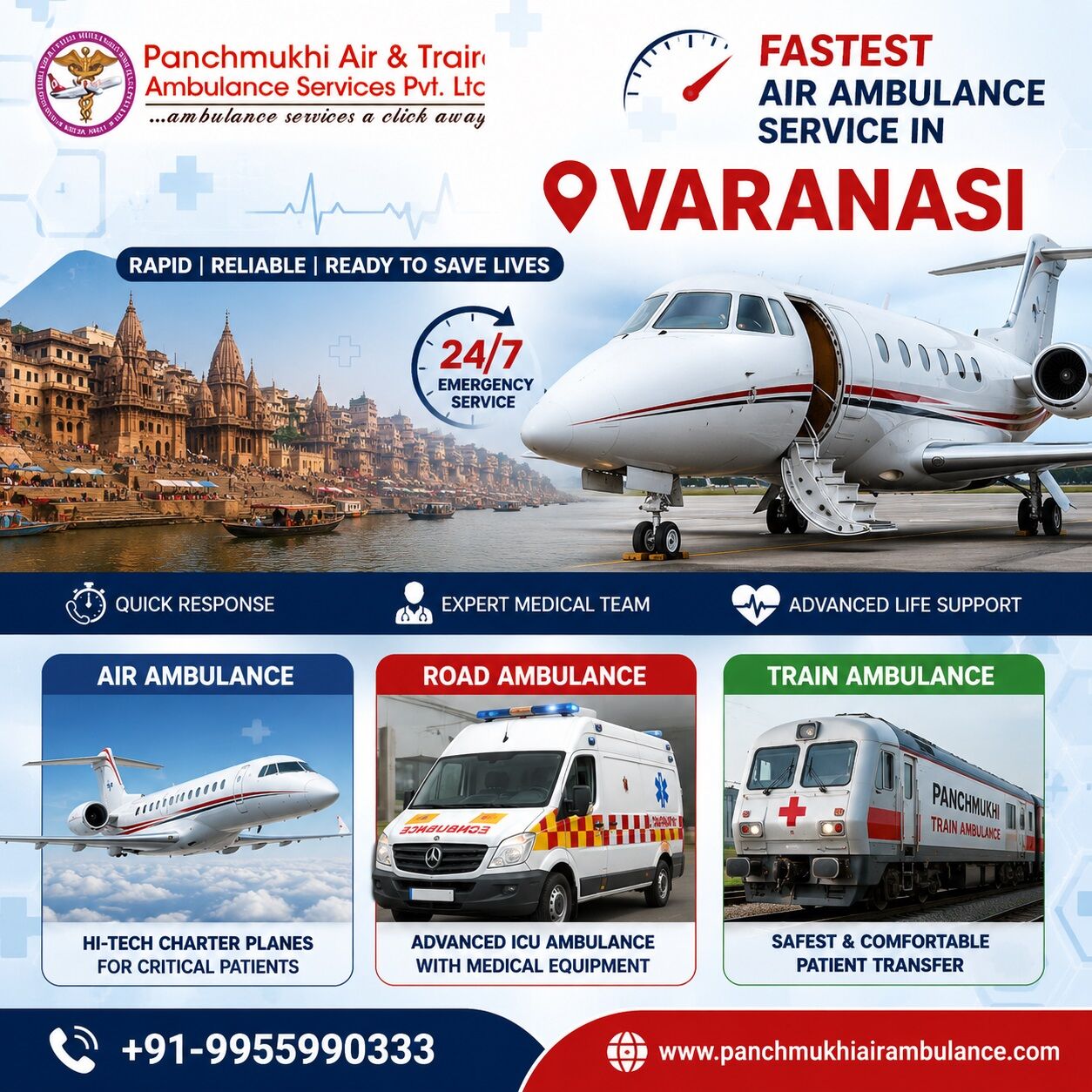 Mumbai, Health, Panchmukhi Air Ambulance In Varanasi Works With A Skilled Team To Meet Your Needs