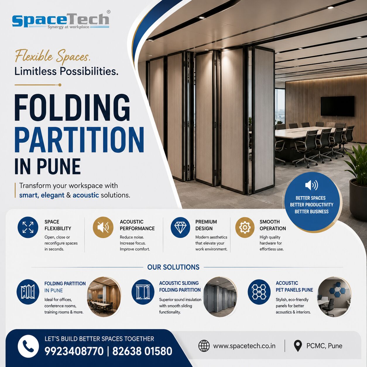 Pune, Interior Design, Folding Partition In Pune &ndash; SpaceTech Interior Systems Pvt. Ltd.
