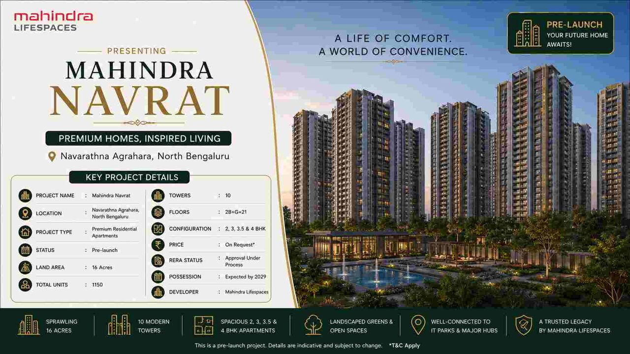 Bangalore, Real Estate, Mahindra Navrat &ndash; Premium Apartments In North Bengaluru