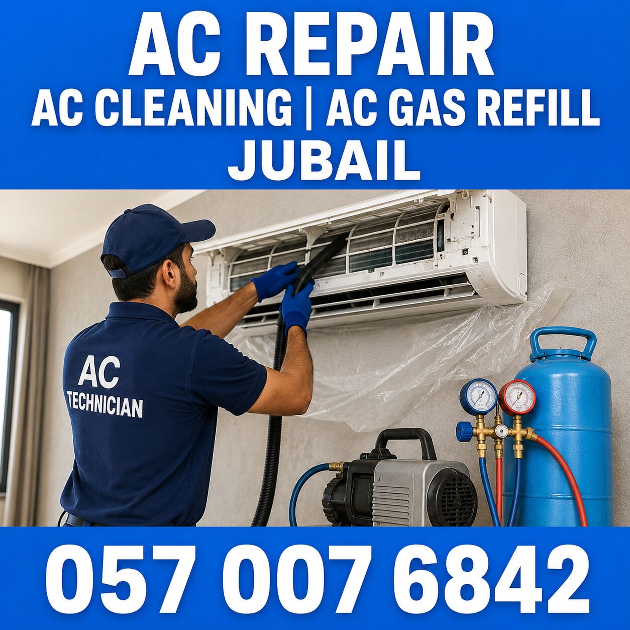 Al Mutrafiah, Air Conditioning, 🟦🟦🟦 AC REPAIR JUBAIL | AC CLEANING | AC GAS REFILL | SPLIT & WINDOW AC 🟦 057 007 6842