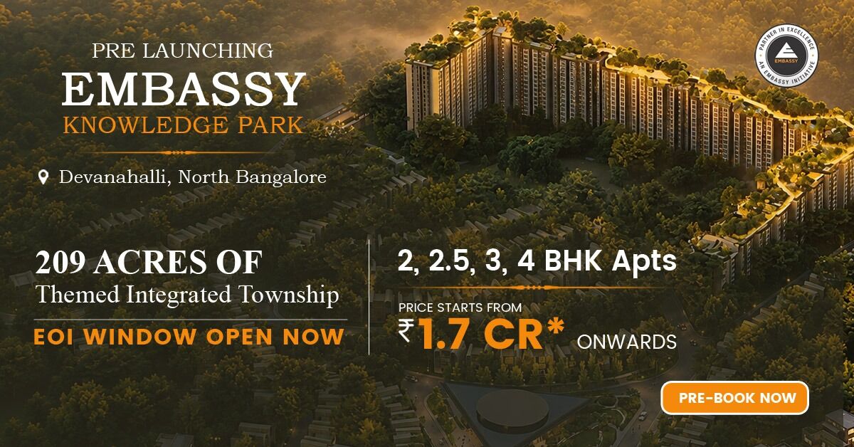 Bangalore, Apartments, Flats, Houses & Villas, INR 18500000/month,  Furnished,  3 BR,  2500 Sq. Meter,  Embassy Knowledge Park: The Thinking Behind The Township