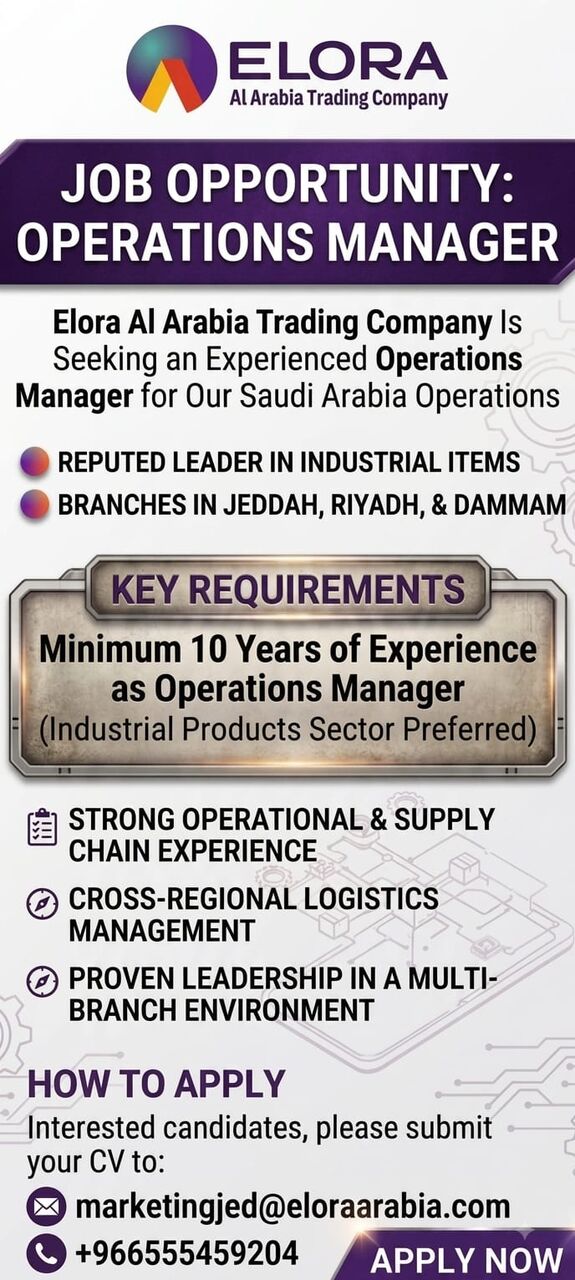 Jeddah, Jobs, Hiring Operation Manager