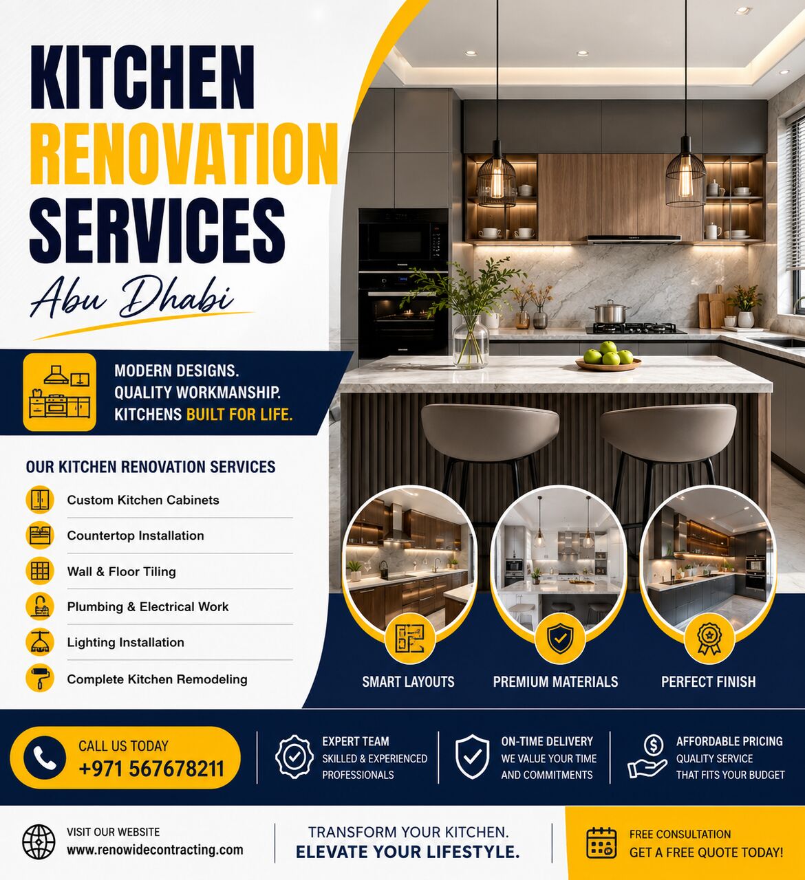 Abu Dhabi, Construction, Kitchen Renovation Services Abu Dhabi
