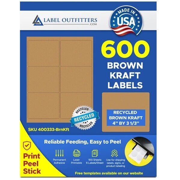 New York, Business, Brown Kraft Labels | Laser & Inkjet Printable Sheets