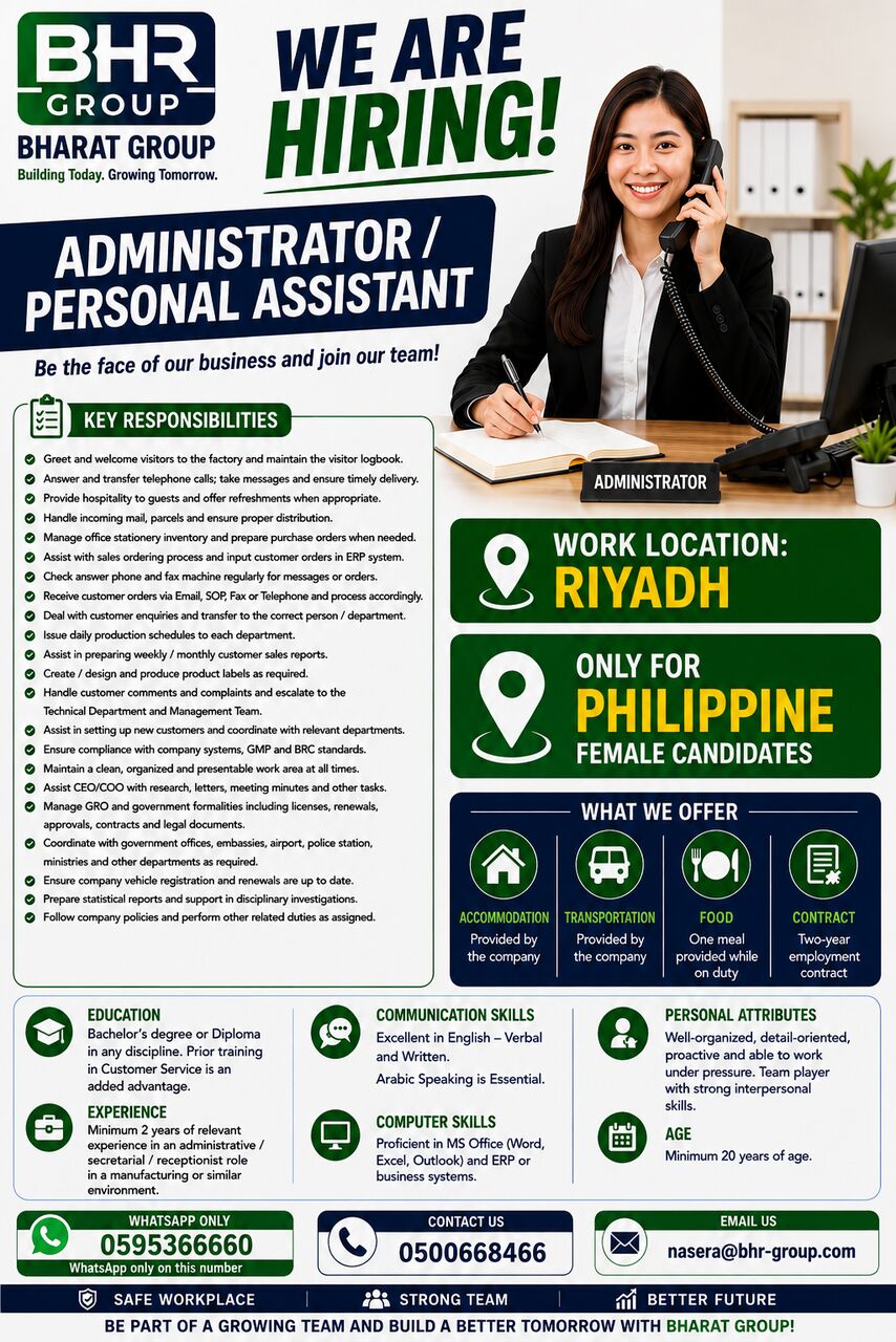 Khobar, Jobs, Administrator / Personnel Assistant
