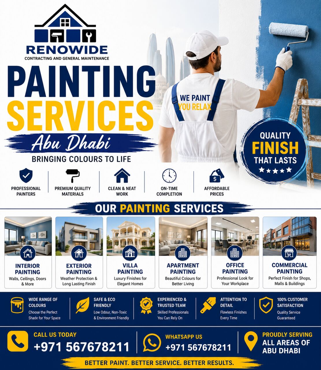 Abu Dhabi, Construction, Professional Painter In Abu Dhabi | Quality Interior & Exterior Painting