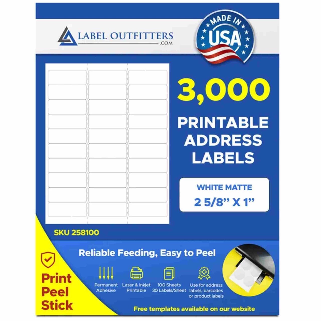 New York, Free Items, USD 13,  White Matte Labels | Laser & Inkjet Printable Sheets
