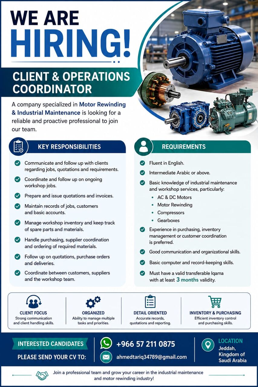 Jeddah, Jobs, Cluent And Operations Co-ordinator