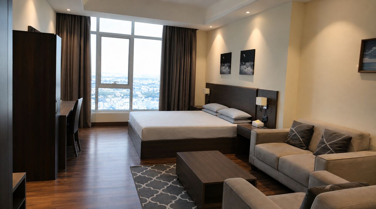 Sanabis, Apartments, Flats, Houses & Villas, BHD 250/month,  Furnished,  Studio,  For Rent: Studio Apartment In Sanabis Near City Centre..