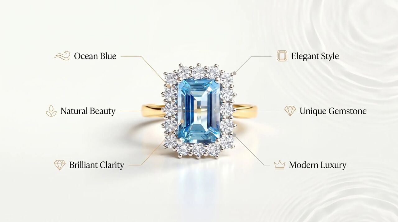 London, Jewelry, GBP 2450,  Exceptional Aquamarine Diamond Ring &ndash; Refined Modern Luxury