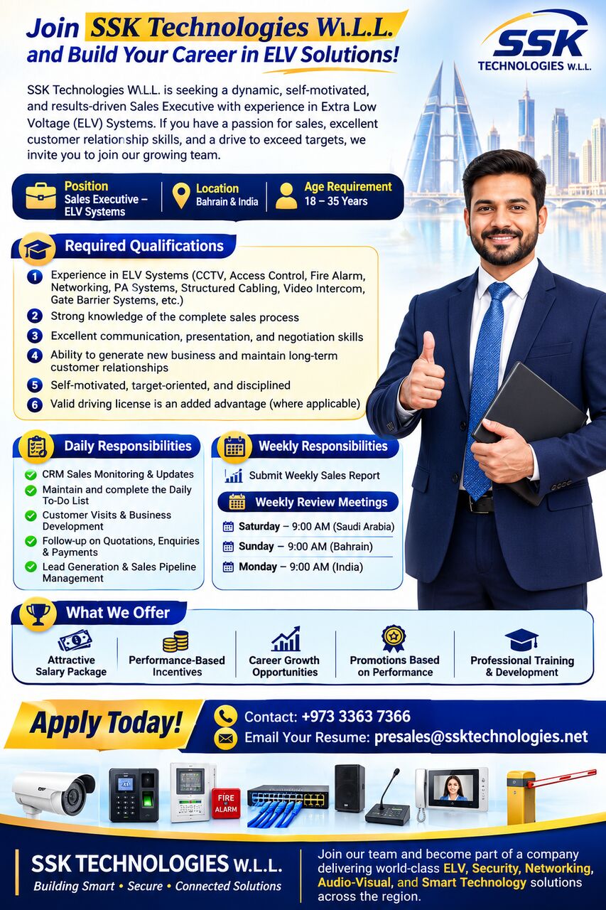 Manama, Jobs, SALES EXECUTIVE