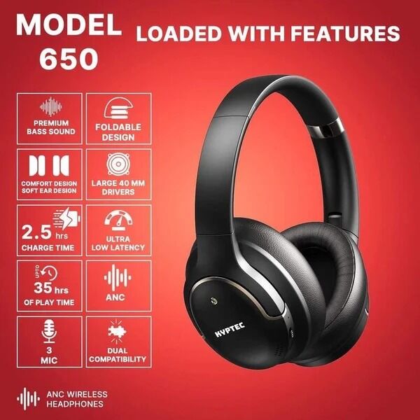 New Delhi, Electronics, 2399,  Kyptec LifeStyle® 650 ANC Bluetooth Headphones With Triple Mic And 35H Playtime