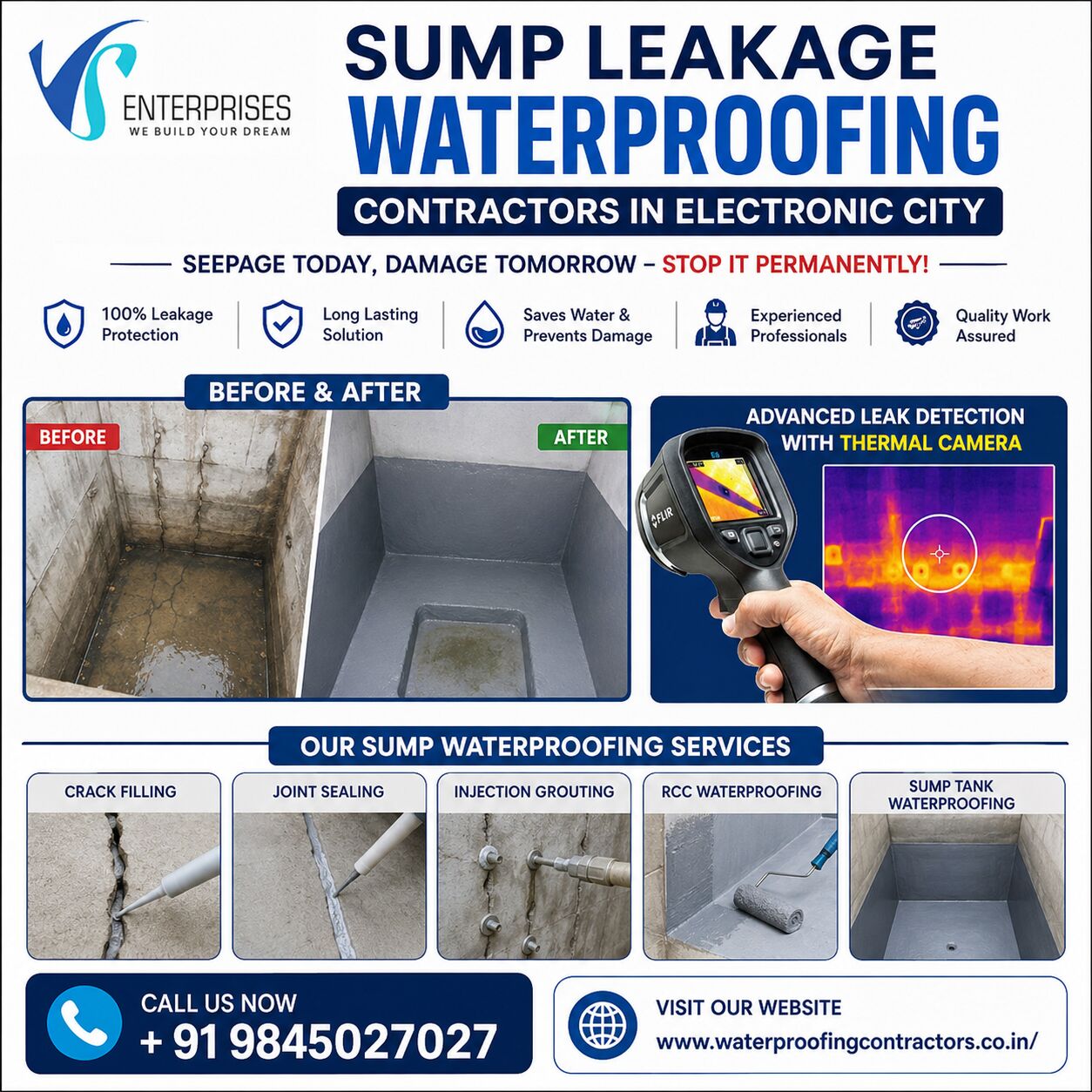 Bangalore, Construction, Sump Leakage Waterproofing Contractors In Electronic City