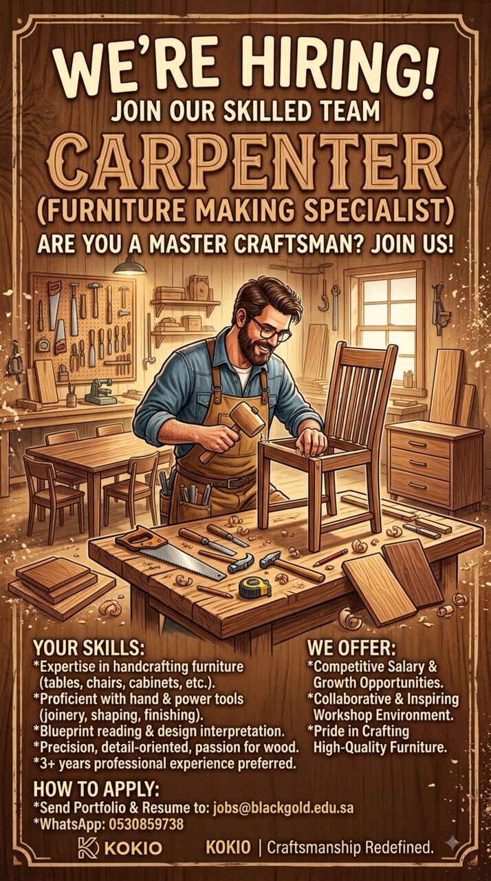 Qatif, Jobs, Carpenter - Furniture - Cabinet