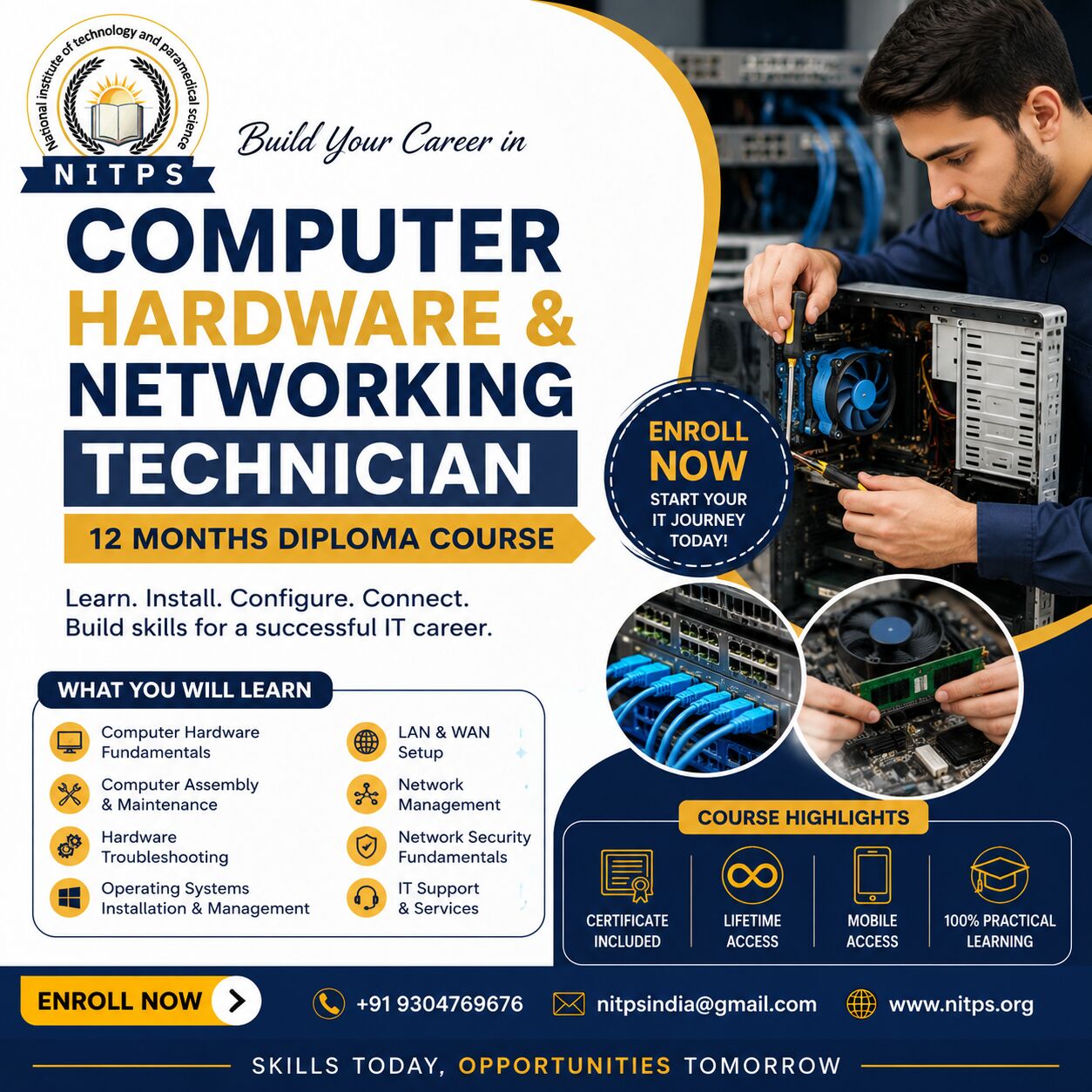 Ghaziabad, Education, 1-Year Diploma In Computer Hardware & Networking Technician &ndash; NITPS