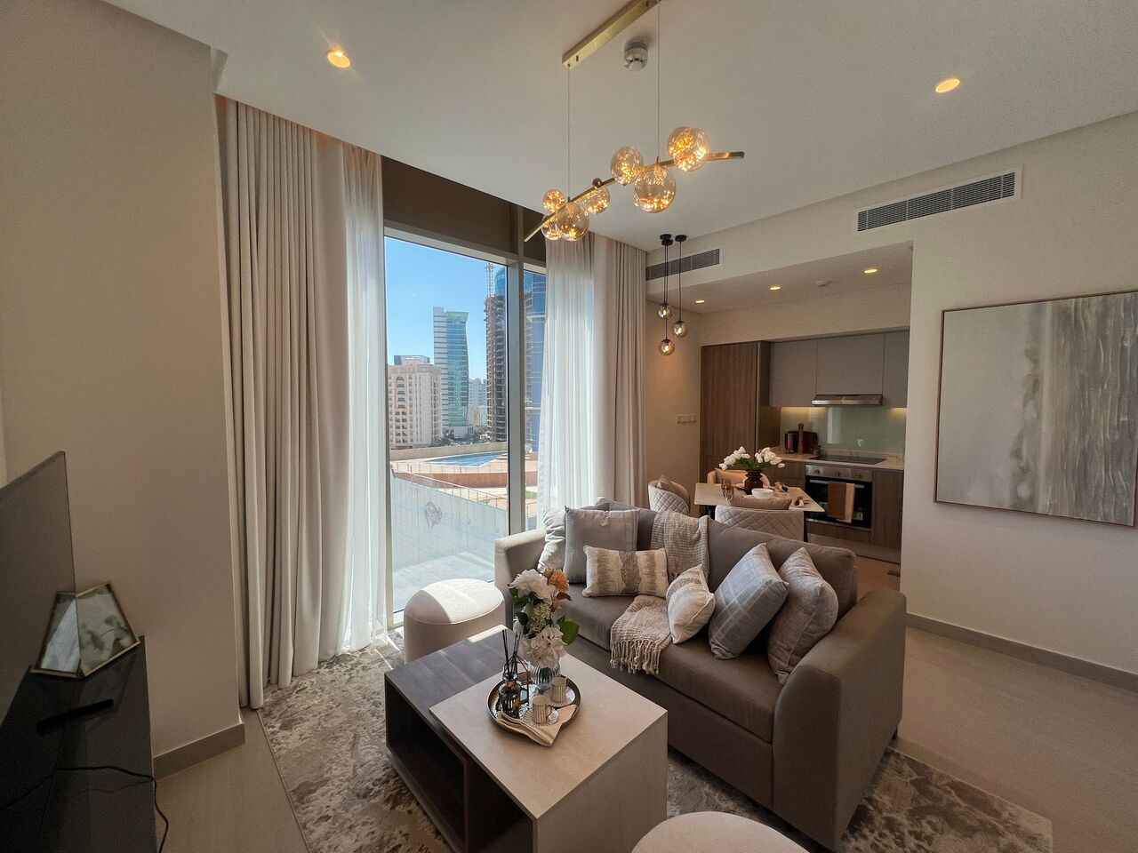 Al Seef, Apartments, Flats, Houses & Villas, BHD 375/month,  Furnished,  1 BR,  Partial Sea & City View Apartment For Rent In Seef