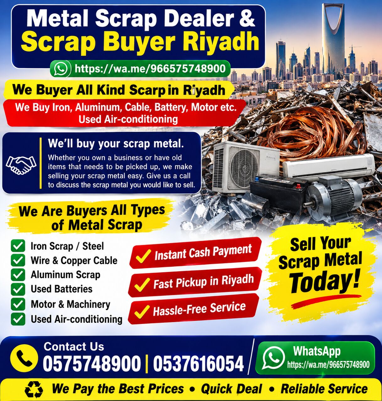 Riyadh, Items Wanted, Metals Scraps Buyer Riyadh Scraps Dealer Contact Us +966575748900