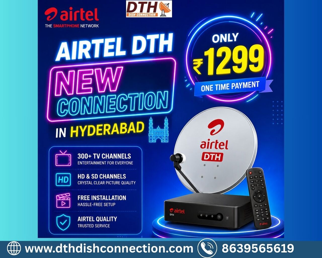 Hyderabad, Household, Get Airtel DTH New Connection At Affordable Prices
