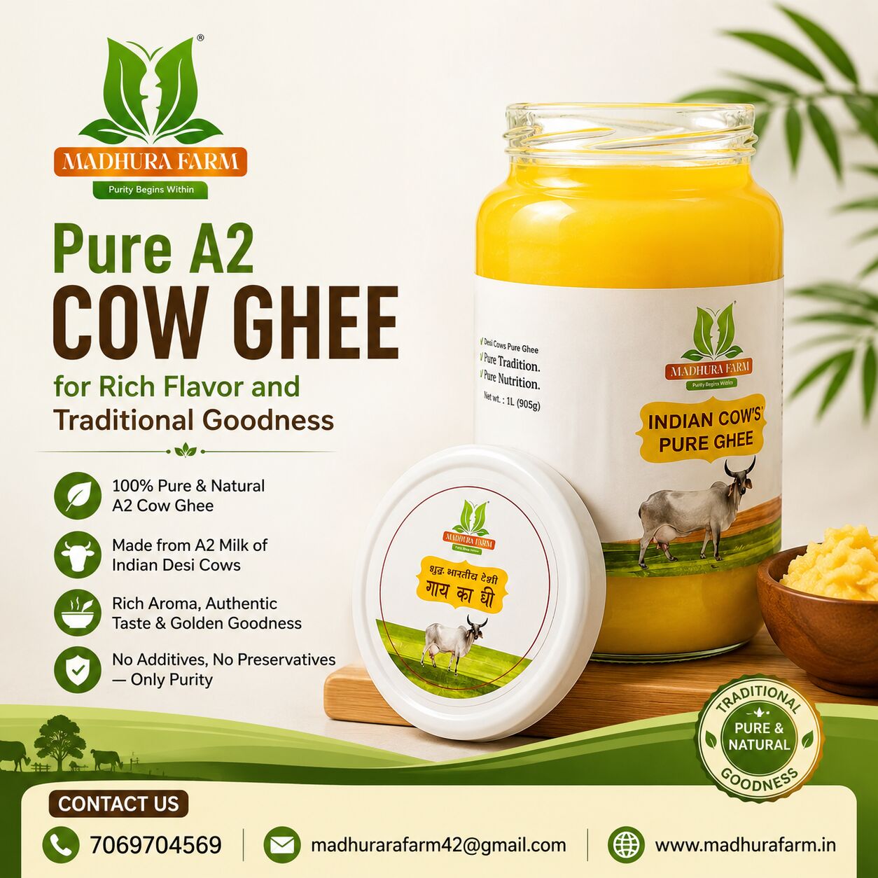 Ahmedabad, Food & Drink, Pure A2 Cow Ghee For Rich Flavor And Traditional Goodness